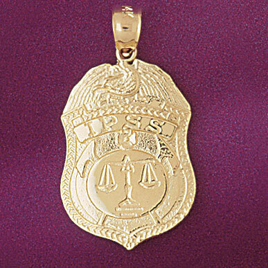 Police Badge Ipss Pendant Necklace Charm Bracelet in Yellow, White or Rose Gold 4554