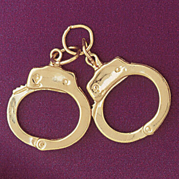 Handcuff Pendant Necklace Charm Bracelet in Yellow, White or Rose Gold 4564