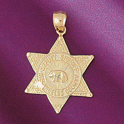 Los Angeles Deputy Police Badge Pendant Necklace Charm Bracelet in Yellow, White or Rose Gold 4572