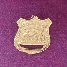 Dazzlers Jewelry Police Badge Pendant Necklace Charm Bracelet in Yellow, White or Rose Gold 4592, M…
