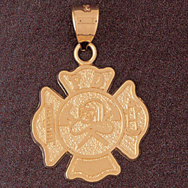 Firefighter Pendant Necklace Charm Bracelet in Yellow, White or Rose Gold 4599