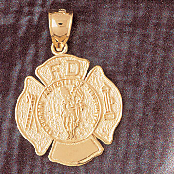 Firefighter Pendant Necklace Charm Bracelet in Yellow, White or Rose Gold 4602