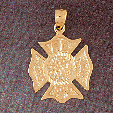 Firefighter Pendant Necklace Charm Bracelet in Yellow, White or Rose Gold 4605