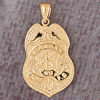 Firefighter Pendant Necklace Charm Bracelet in Yellow, White or Rose Gold 4609
