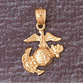 Us Marine Corps Emblem Sign Pendant Necklace Charm Bracelet in Yellow, White or Rose Gold 4642