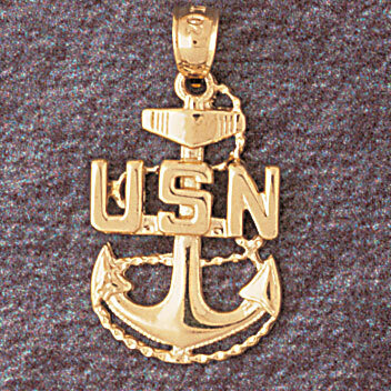 Us Navy Sign Pendant Necklace Charm Bracelet in Yellow, White or Rose Gold 4648