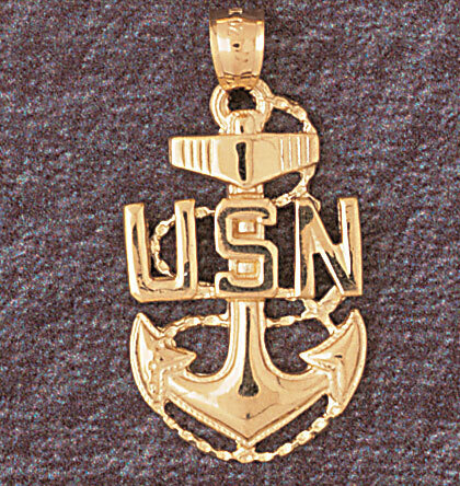 Us Navy Sign Pendant Necklace Charm Bracelet in Yellow, White or Rose Gold 4649