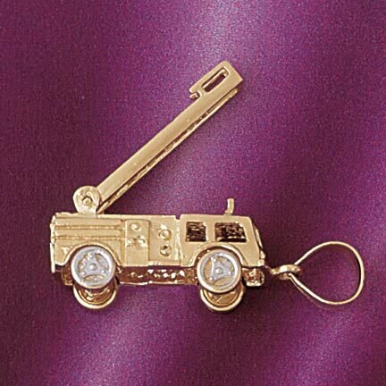 Firefighter Truck Pendant Necklace Charm Bracelet in Yellow, White or Rose Gold 4664
