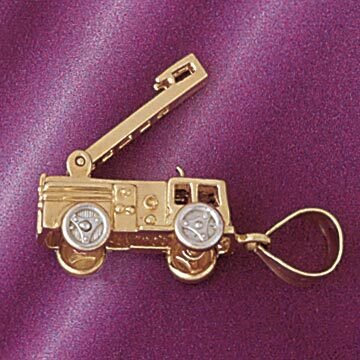 Firefighter Truck Pendant Necklace Charm Bracelet in Yellow, White or Rose Gold 4665