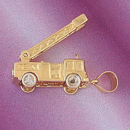 Firefighter Truck Pendant Necklace Charm Bracelet in Yellow, White or Rose Gold 4666