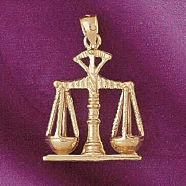 Justice Scale Pendant Necklace Charm Bracelet in Yellow, White or Rose Gold 4678