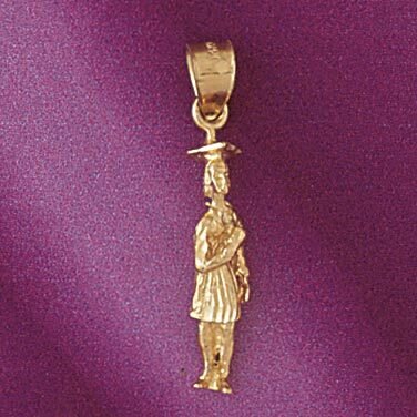Justice Statue Pendant Necklace Charm Bracelet in Yellow, White or Rose Gold 4679