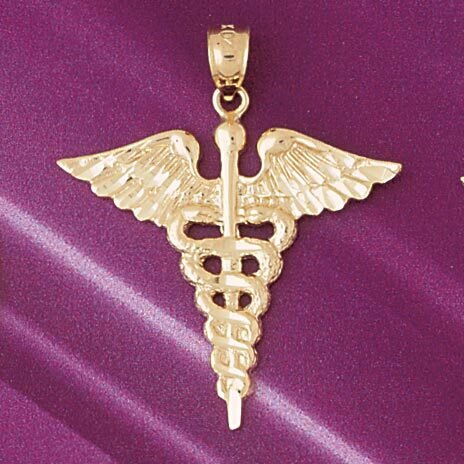 Medical Sign Pendant Necklace Charm Bracelet in Yellow, White or Rose Gold 4682