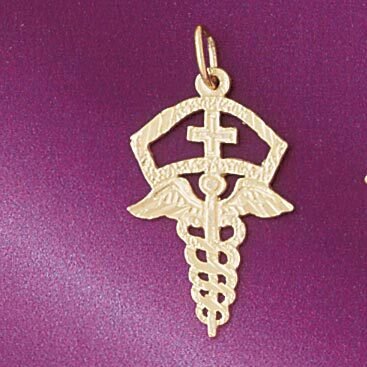 Medical Sign Pendant Necklace Charm Bracelet in Yellow, White or Rose Gold 4687