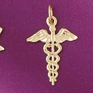 Medical Sign Pendant Necklace Charm Bracelet in Yellow, White or Rose Gold 4688