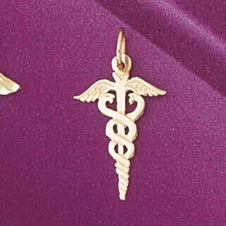 Medical Sign Pendant Necklace Charm Bracelet in Yellow, White or Rose Gold 4689