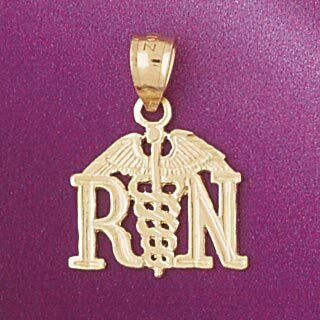 Rn Medical Sign Pendant Necklace Charm Bracelet in Yellow, White or Rose Gold 4696