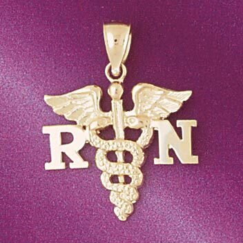 Rn Medical Sign Pendant Necklace Charm Bracelet in Yellow, White or Rose Gold 4697