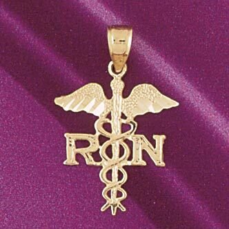 Rn Medical Sign Pendant Necklace Charm Bracelet in Yellow, White or Rose Gold 4699