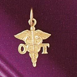Medical Sign Pendant Necklace Charm Bracelet in Yellow, White or Rose Gold 4723