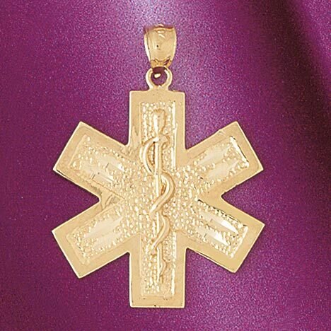 Medical Sign Pendant Necklace Charm Bracelet in Yellow, White or Rose Gold 4735