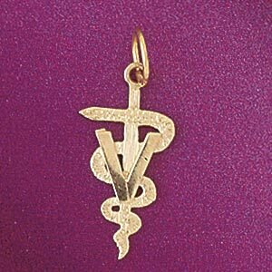 Medical Sign Pendant Necklace Charm Bracelet in Yellow, White or Rose Gold 4741
