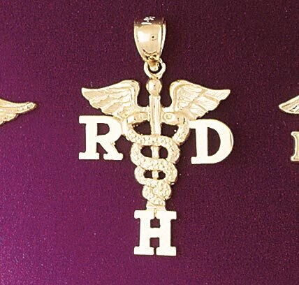 Medical Sign Pendant Necklace Charm Bracelet in Yellow, White or Rose Gold 4743