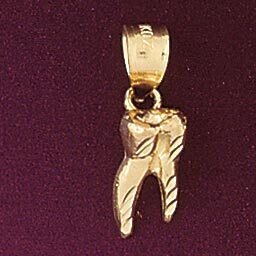 Dazzlers Jewelry Dentist Tooth Pendant Necklace Charm Bracelet in Yellow, White or Rose Gold 4752, …