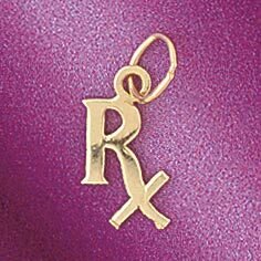 Rx Medical Sign Pendant Necklace Charm Bracelet in Yellow, White or Rose Gold 4758