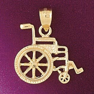 Wheelchair Pendant Necklace Charm Bracelet in Yellow, White or Rose Gold 4759