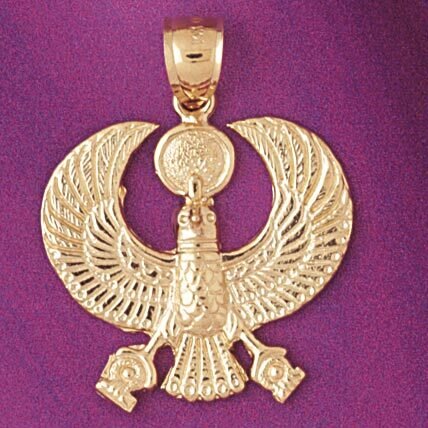 Egyptian Eagle Sign Pendant Necklace Charm Bracelet in Yellow, White or Rose Gold 4775