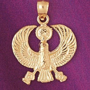 Egyptian Eagle Sign Pendant Necklace Charm Bracelet in Yellow, White or Rose Gold 4776