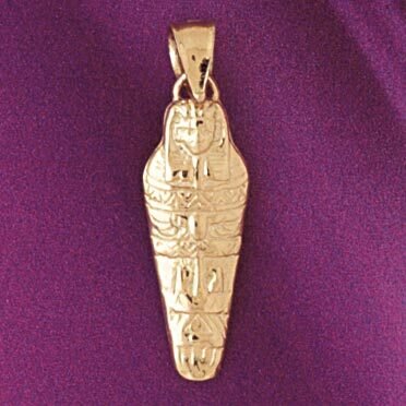 Egyptian Mummy Pendant Necklace Charm Bracelet in Yellow, White or Rose Gold 4777
