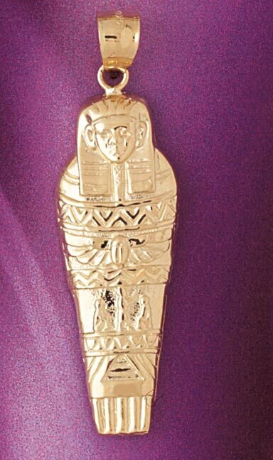 Egyptian Mummy Pendant Necklace Charm Bracelet in Yellow, White or Rose Gold 4778