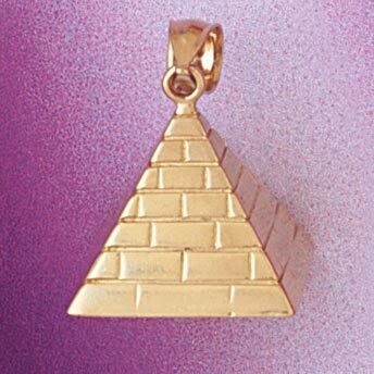 Egyptian Pyramid Pendant Necklace Charm Bracelet in Yellow, White or Rose Gold 4779