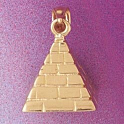 Egyptian Pyramid Pendant Necklace Charm Bracelet in Yellow, White or Rose Gold 4780