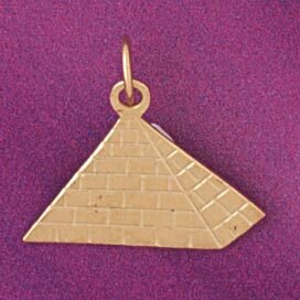 Egyptian Pyramid Pendant Necklace Charm Bracelet in Yellow, White or Rose Gold 4782
