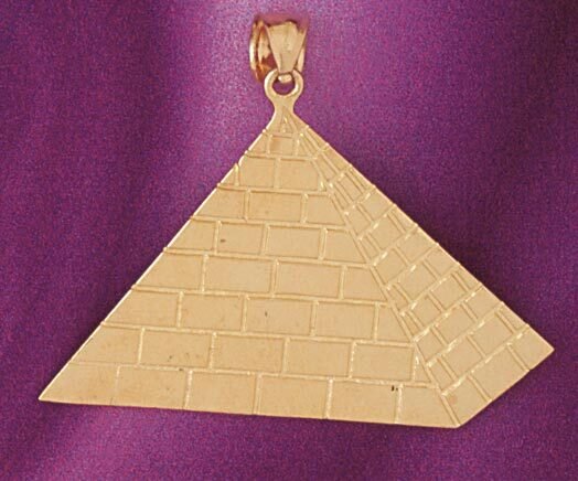 Egyptian Pyramid Pendant Necklace Charm Bracelet in Yellow, White or Rose Gold 4784
