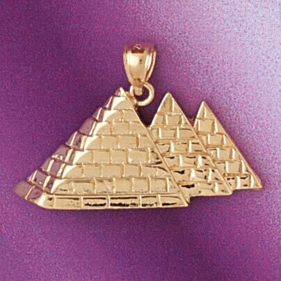 Egyptian Pyramid Pendant Necklace Charm Bracelet in Yellow, White or Rose Gold 4785