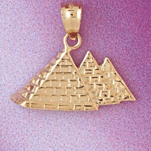 Egyptian Pyramid Pendant Necklace Charm Bracelet in Yellow, White or Rose Gold 4786