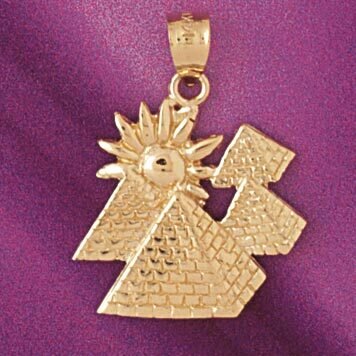 Egyptian Pyramid Pendant Necklace Charm Bracelet in Yellow, White or Rose Gold 4788