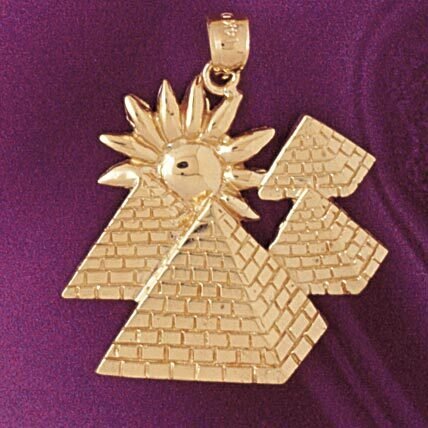 Egyptian Pyramid Pendant Necklace Charm Bracelet in Yellow, White or Rose Gold 4789