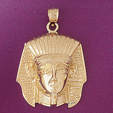 Egyptian Pharaoh Pendant Necklace Charm Bracelet in Yellow, White or Rose Gold 4793