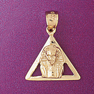 Egyptian Pharaoh Pendant Necklace Charm Bracelet in Yellow, White or Rose Gold 4797