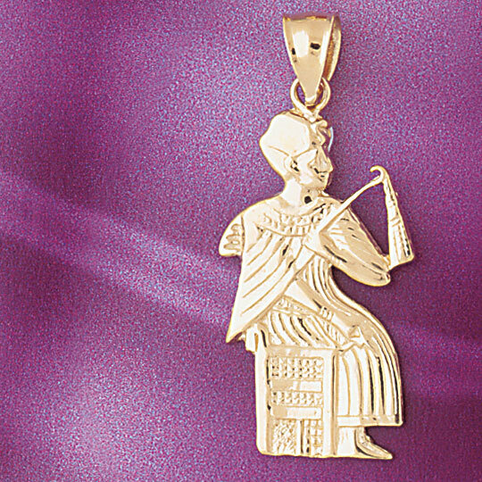 Egyptian Pharaoh Pendant Necklace Charm Bracelet in Yellow, White or Rose Gold 4802