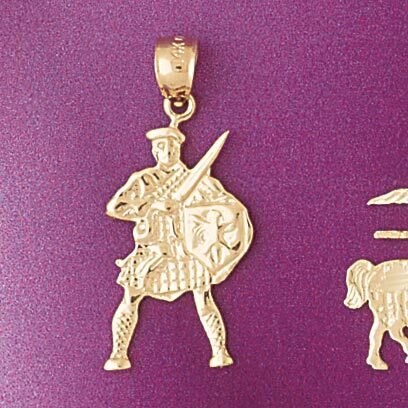 Bullfighter Pendant Necklace Charm Bracelet in Yellow, White or Rose Gold 4827