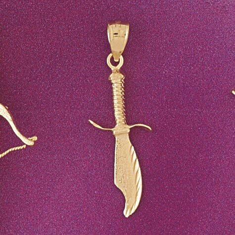 Sword Pendant Necklace Charm Bracelet in Yellow, White or Rose Gold 4833