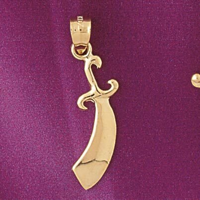 Sword Pendant Necklace Charm Bracelet in Yellow, White or Rose Gold 4838