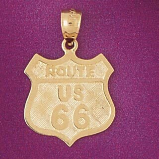 Route Us 66 Pendant Necklace Charm Bracelet in Yellow, White or Rose Gold 4852