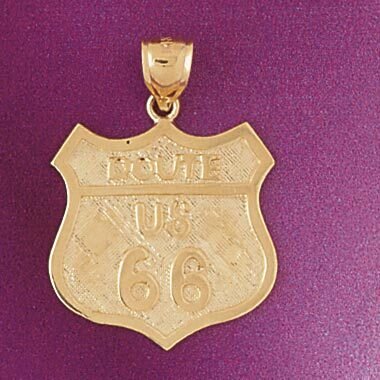 Route Us 67 Pendant Necklace Charm Bracelet in Yellow, White or Rose Gold 4853
